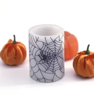 2024 Customized Holiday Decor Halloween paraffin wax Candles Transfer Printing LED Candle Creative Gifts for Holiday