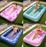Lit flottant gonflable en PVC, lit flottant avec dossier, matelas flottant gonflable à double usage pour piscine et plage