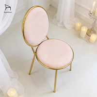 Chaise de salle à manger de luxe européenne du fabricant, design dossier rond en velours, structure en métal massif pour la maison et l'hôtel