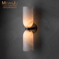 Lampes murales LED en albâtre espagnol naturel, cadre en laiton, style moderne français vintage, chambre à coucher, salon, hôtel, couloir