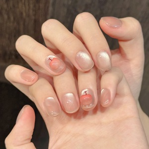 Uñas postizas cuadradas tipo stiletto, rosa intenso, efecto ojo de gato, con mariposas y diamantes brillantes, hechas a mano, pre-diseñadas, listas para usar, con pegamento para salón. - Product Image 3