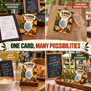 Fast Delivery Custom Shape Size Promotion Restaurant Food Full Color Silk Screening Printing Reward Scratch Off <b>Cards</b> - Product Image 4