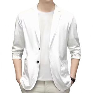 Veste légère décontractée pour homme en soie glacée, protection solaire, style blazer à simple boutonnage pour l'été - Product Image 5