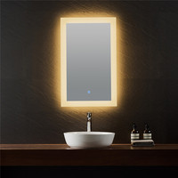 Miroir de salle de bain LED de luxe Aqua Gallery, rectangulaire, avec cadre en acrylique, interrupteur tactile, grossissant, éclairé, design moderne, garantie 5 ans