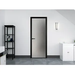 新しいデザインインテリアバスルームヒンジ付きドア/アルミトイレスリム両開きドア