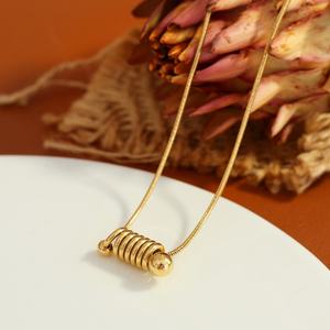 Collar de Espiral Versátil Chapado en Oro de 18K para Mujer, Cadena de Serpiente Redonda, Regalo Perfecto para Aniversario - Product Image 4