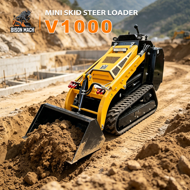 V1000 Mini Skid Steer Loader diesel Track Loader with Mini Excavator Digger Attachment Hydraulic Compact Crawler China Machine