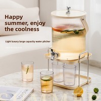 Carafe à eau froide grande capacité écologique avec robinet, distributeur de boissons pour réfrigérateur (jus de fruits, thé), compatible eau bouillante, couvercle moulé par soufflage