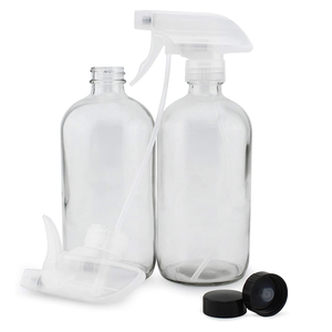 16oz rõ ràng Boston Vòng Kính súng phun chai với biểu tượng tùy chỉnh hộp đóng gói bơm phun cho chất lỏng xà phòng dầu Màn hình in ấn - Product Image 3
