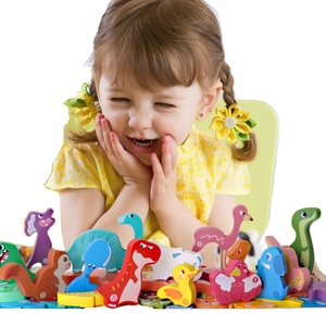 Hot New Design Wooden Dinosaur and Animal Building Block Sets Factory Directly Sale Building Block Set for Preschool Age Child - Product Image 1