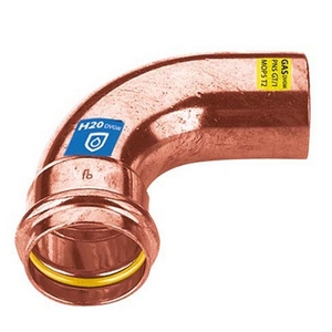 Codo de Cobre de 90 Grados de 15 mm para Tubería de Agua y Gas con Conexión a Presión - Product Image 1