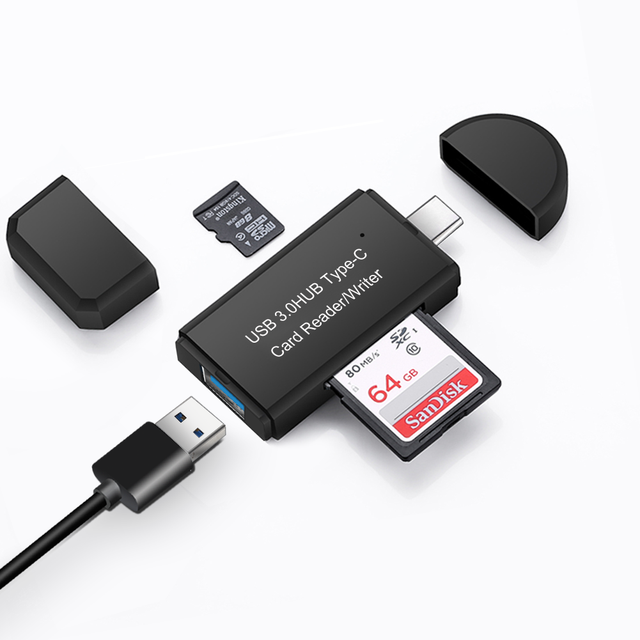 3 in 1 Card Reader USB C USB3.0 to SD MicroSD TF Memory Card Device Card Reader for Laptop Accessories