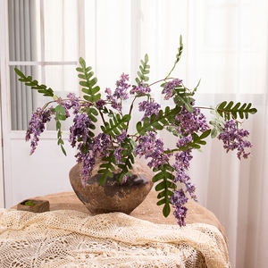 Estambres de árbol de pagoda morados al por mayor, flores artificiales para decoración de bodas, flor de sophora, decoración de ventanas - Product Image 1