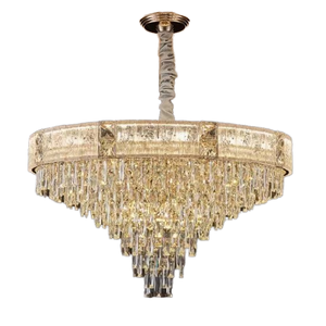 Modern Luxury Metal <b>Crystal</b> <b>Chandelier</b> Gold Finish Eye Caring Pendant <b>Lights</b> 360 Beam Angle 3000K Warm White <b>Light</b> for Living - Product Image 1