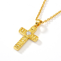 Ensemble de bijoux croix en laiton plaqué or et zircon Mylove, texturé et côtelé, pour mariage religieux, vente en gros, fournisseur en vrac