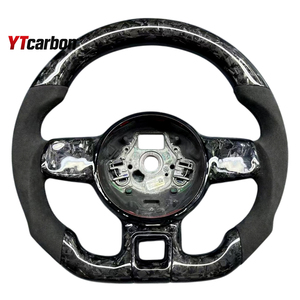 YTcarbon para <span class=keywords><strong>Beetle</strong></span> <span class=keywords><strong>Cabrio</strong></span>, piezas de automóvil, accesorios de Interior de coche, estilo de carreras, volante de fondo plano de fibra de carbono Real personalizado - Product Image 3