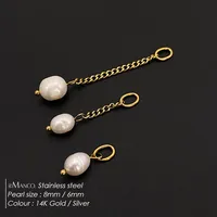 Pendentif en perle d'eau douce en acier inoxydable eManco, accessoires DIY plaqués or 14 carats sous vide, breloques pour bijoux.