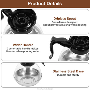 Carafe à café de remplacement en PC résistante à la chaleur, 12 tasses, avec base en acier inoxydable et bec verseur anti-goutte pour cafetière - Product Image 3