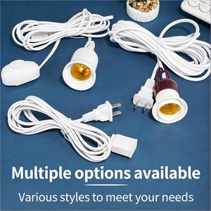 Nouveau câble d'extension universel E27 vers prise EU/US avec interrupteur marche/arrêt intégré blanc <span class=keywords><strong>pour</strong></span> éclairage LED, miroir, lustre, lampe - Product Image 6