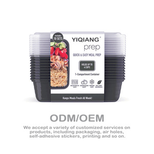 16oz 24oz 32oz 38oz 48oz đưa ra hình chữ nhật màu đen vòng nhựa microwavable bữa ăn chuẩn bị <span class=keywords><strong>container</strong></span> thực phẩm - Product Image 4