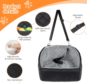 Siège d'<span class=keywords><strong>auto</strong></span> pour petit chien <span class=keywords><strong>avec</strong></span> poche de rangement-Siège d'appoint pour animal de compagnie amovible et lavable <span class=keywords><strong>avec</strong></span> <span class=keywords><strong>harnais</strong></span> de sécurité pour le voyage - Product Image 4