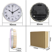 Insert Jam Quartz 90mm, Bezel Perak, Dial Putih, Angka Arab, Jarum Hitam, Resin, DIY Dekorasi Rumah Modern, Baterai