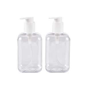 300ml 10oz PET Square Plastic Cosmetic Cleanser Bottle Empty Body Hand Wash Plastic Bottle With Lotion Pump