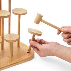 Étagère de bureau en <span class=keywords><strong>bambou</strong></span> moderne à plusieurs niveaux, rangement et organisation de cosmétiques pour le salon, support de présentation pour le bureau, support pour pots - Product Image 2