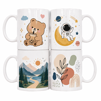 Mug à café en céramique personnalisé avec sublimation, motif de personnage de dessin animé et paysage naturel, tasse à thé blanche imprimée, mug souvenir