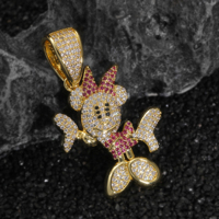Nouvel Arrivage Collier Hip Hop Fashion avec Pendentif en Laiton Zircon Plaqué Or et Chaîne, Bijoux pour Hommes et Femmes, Vente en Gros