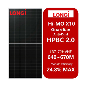 Paneles Solares Monocristalinos Longi Hi-MO X10 Guardian Anti-Dust LR7-72HVHF 640~670M HPBC 2.0 de 650W 660W 670W para Uso Doméstico y Comercial - Product Image 1