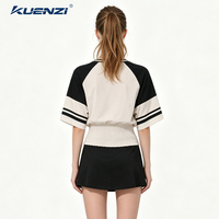 T-shirt à manches courtes Kuenzi surdimensionné style Hot Girl 210GSM 95% coton 5% élasthanne avec patchwork de couleurs contrastées pour filles