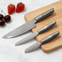 Nouvel ensemble de couteaux de cuisine à motif, lame antiadhésive, acier inoxydable, manche creux, couteau de chef, ensemble de couteaux de cuisine