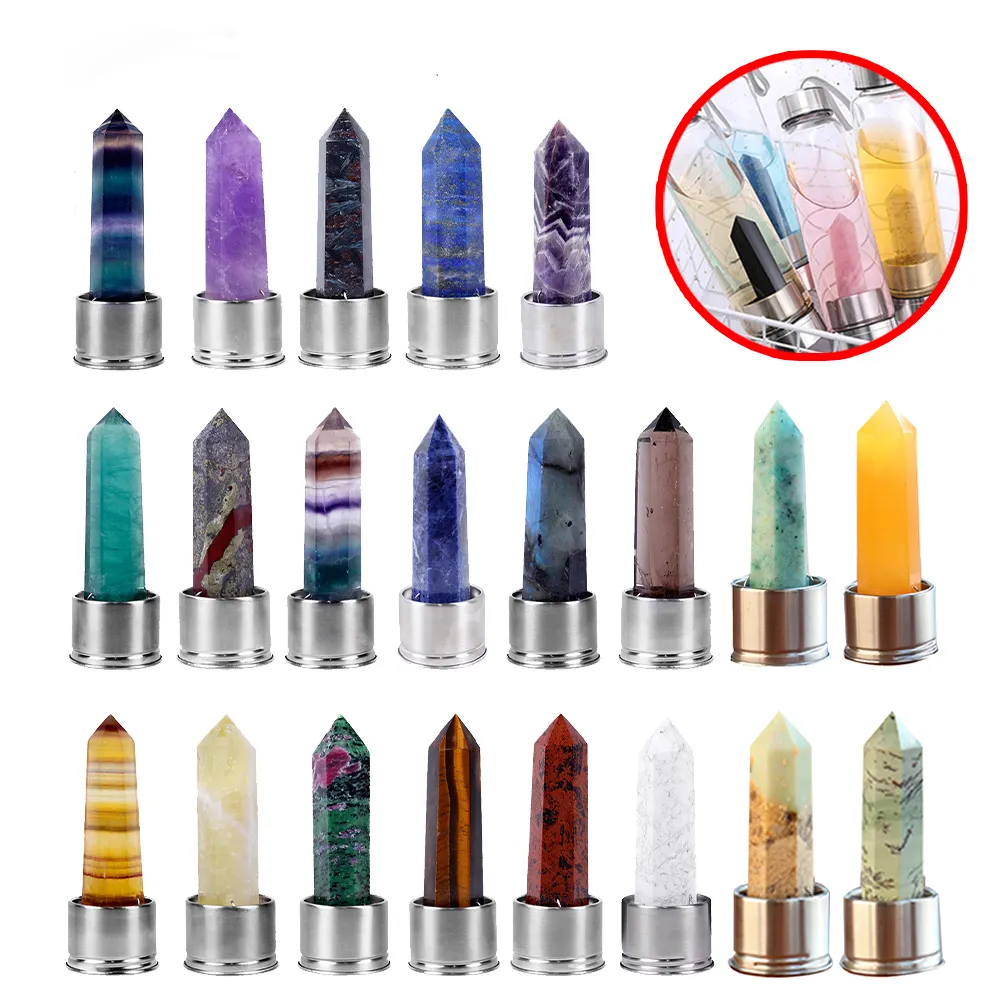 HOT SALE Replaceable Healing Crystal Stone Point Withe Bottom For Crystal Water Bottle Excluding Bottles