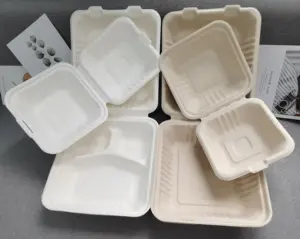 Hiçbir eklenen 100% compostable şeker kamışı ile Bagasse sofra/tabak/konteyner/clamshells