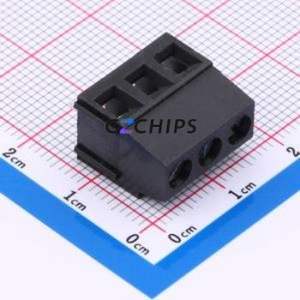 DB128L-5.0-3P-BK-S Screw Terminal Block Through hole Component (THT),P=5mm Connector 1x3P 5mm Black Through Hole - Product Image 1