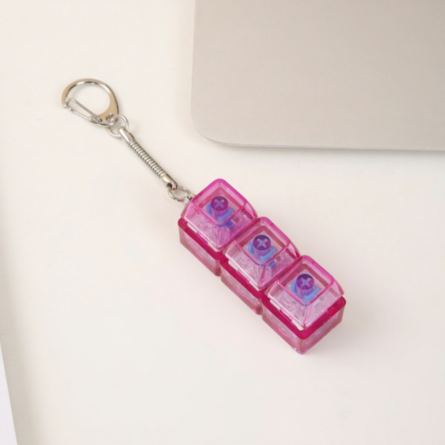 2/3/4 Keys UV Printed Plastic LED Light Keychain Mechanical Keyboard Switch Keycap Tester with Cartoon Relief