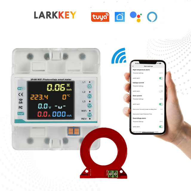Tuya Smart Life Three Phase Energy Meter Electric Power Meter kWh Energy Monitor Smart Metering Model QQ-3P4WL for Electricity