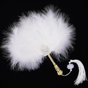 Ventaglio Rotondo in <span class=keywords><strong>Piume</strong></span> di Struzzo da 70cm per <span class=keywords><strong>Sposa</strong></span> - Accessorio Fotografico per Servizio Fotografico Nuziale, Ventaglio Tradizionale per Cerimonie - Product Image 5