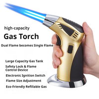 Briquet torche à gaz rechargeable de haute qualité pour la cuisine domestique et le barbecue en plein air avec réservoir de gaz de grande capacité à flamme de Jet réglable