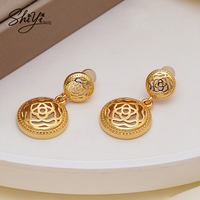 Pendientes Colgantes de Rosa, Chapados en Oro de 14K, Antideslustre, Flor Hueca, Estilo Vintage, Joyería Personalizada al por Mayor Shiyi