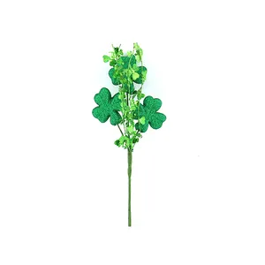 St.Patricks Day Artificial Plants leaves and top hat Stems Flowers branch Twig Floral Bunch Decorations for Irish Vase DIY Craft