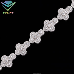 Hiphop Hot Selling 925 Silver 18K gold plated VVS Moissanite GRA certificate Diamond <b>iced</b> <b>out</b> cross Cuban <b>Chain</b> Bracelet Luxury - Product Image 3
