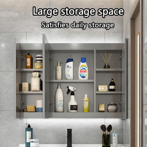 Gabinete de medicina moderno inteligente montado <span class=keywords><strong>en</strong></span> la <span class=keywords><strong>pared</strong></span> luz Led desempañador gabinete de espejo de almacenamiento tocadores de baño para Hotel - Product Image 2