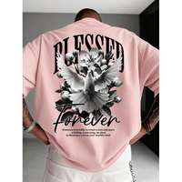 T-shirt unisexe pour homme, coupe ample, 100% coton, tissu dobby respirant, col rond, imprimé vintage, design « Paix, Bénédiction Éternelle, Foi »