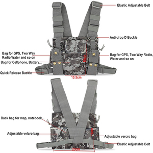 Arnés Táctico de Pecho de Poliéster Impermeable Personalizado con Bolsa Frontal, Funda para Radio, Chaleco para Radio Bidireccional Walkie Talkie - Product Image 3