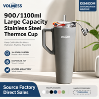 Gobelet isotherme en acier inoxydable de 40 oz, anti-fuite, sans BPA, avec poignée et paille, tasse à café de voyage pour extérieur et bureau, logo personnalisé