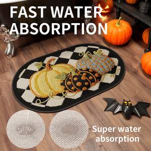 Alfombra de baño con diseño ovalado de calabaza, alfombra de baño antideslizante absorbente de fibra de poliéster - Product Image 5