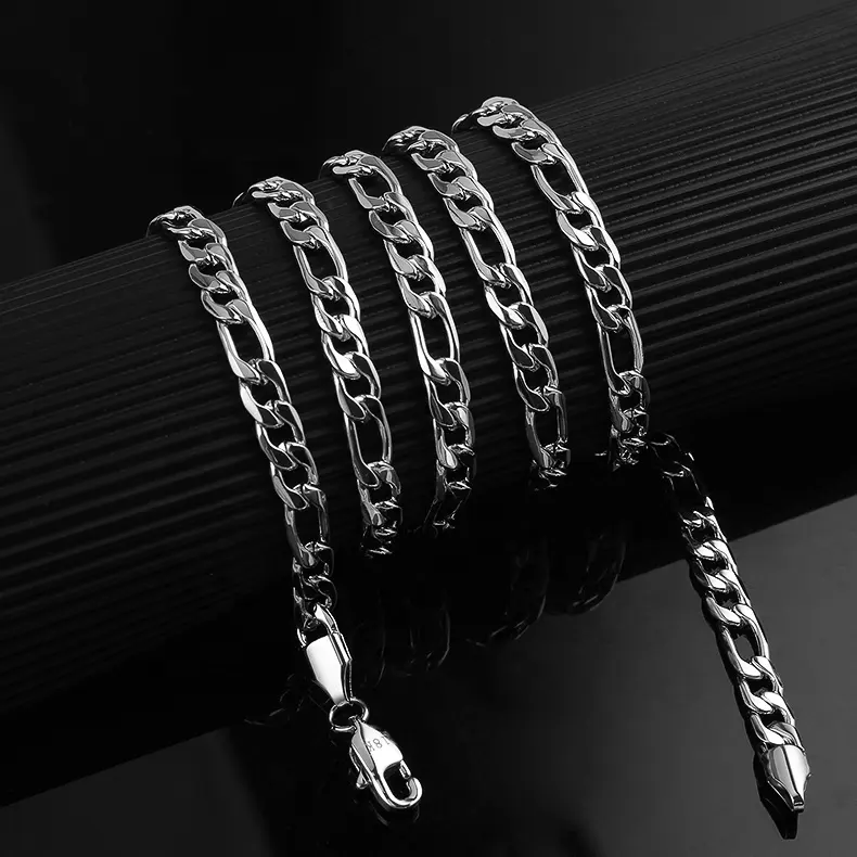 OUMI Wholesale Custom Silver Plating Necklace Stainless Steel Cuban Chain Necklace for Men