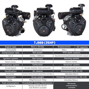 TLJヘビーデューティー二気筒ガソリンエンジン35馬力4ストロークOHVギアボックス付き電動スタート産業/農業用動力 - Product Image 6